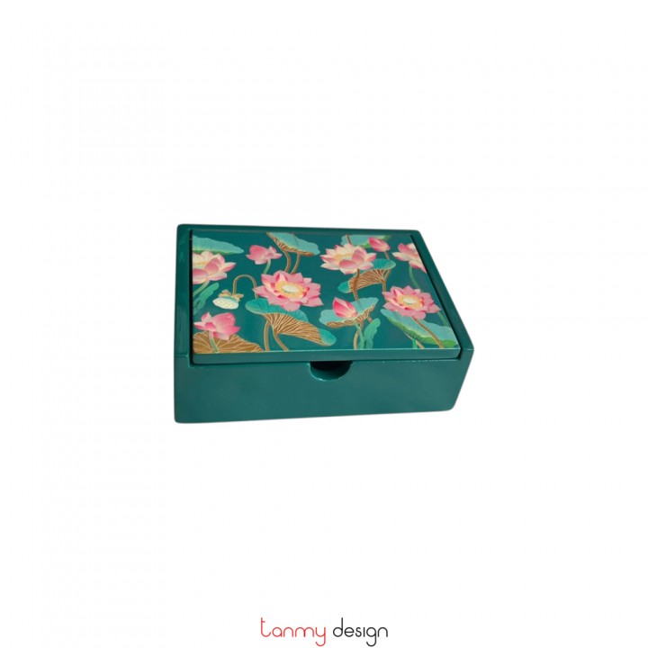 Hộp card visit sơn mài chữ nhật sen Đồng Tháp 8*11cm